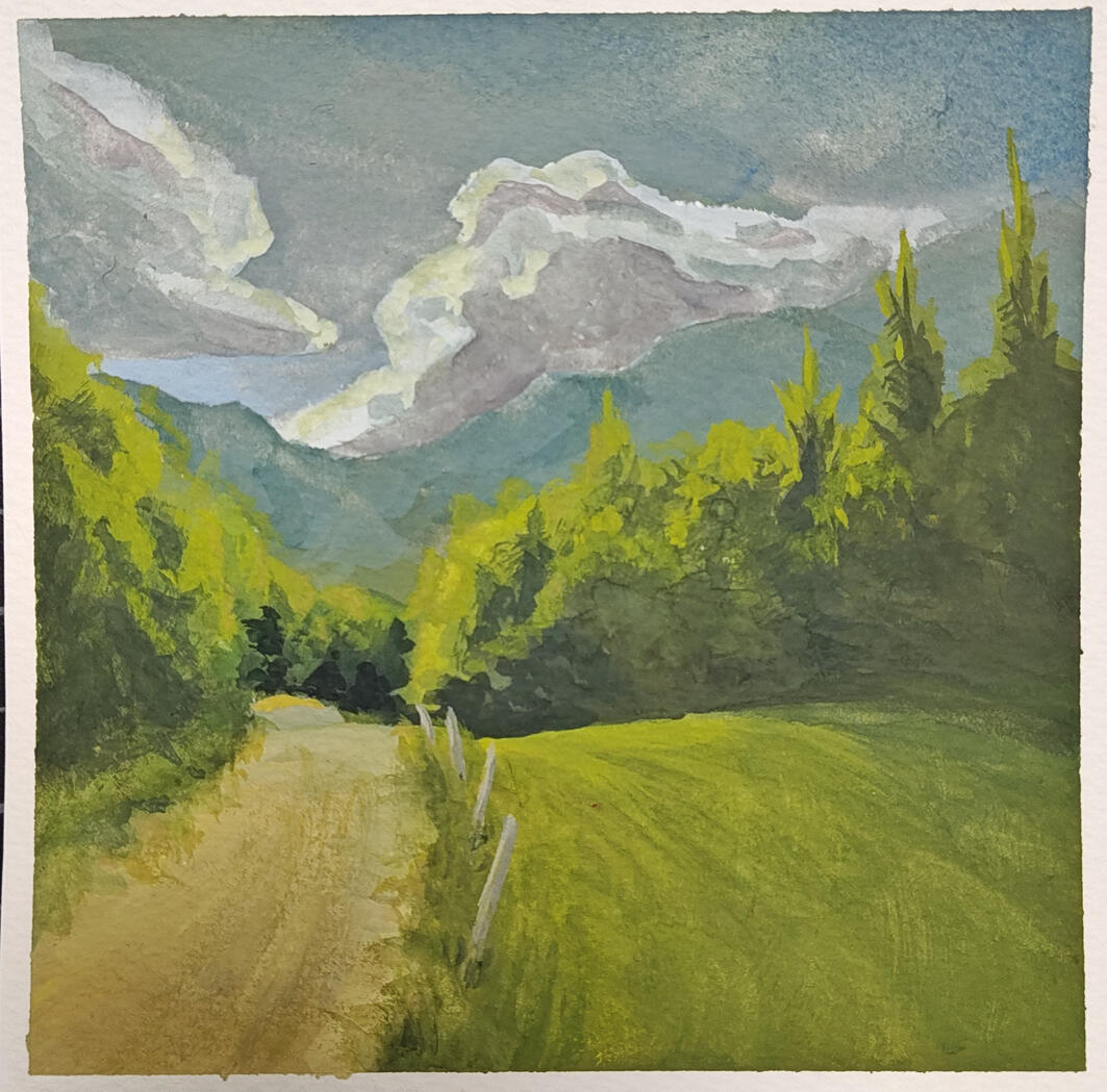 Green mountains - gouache on paper, #x#